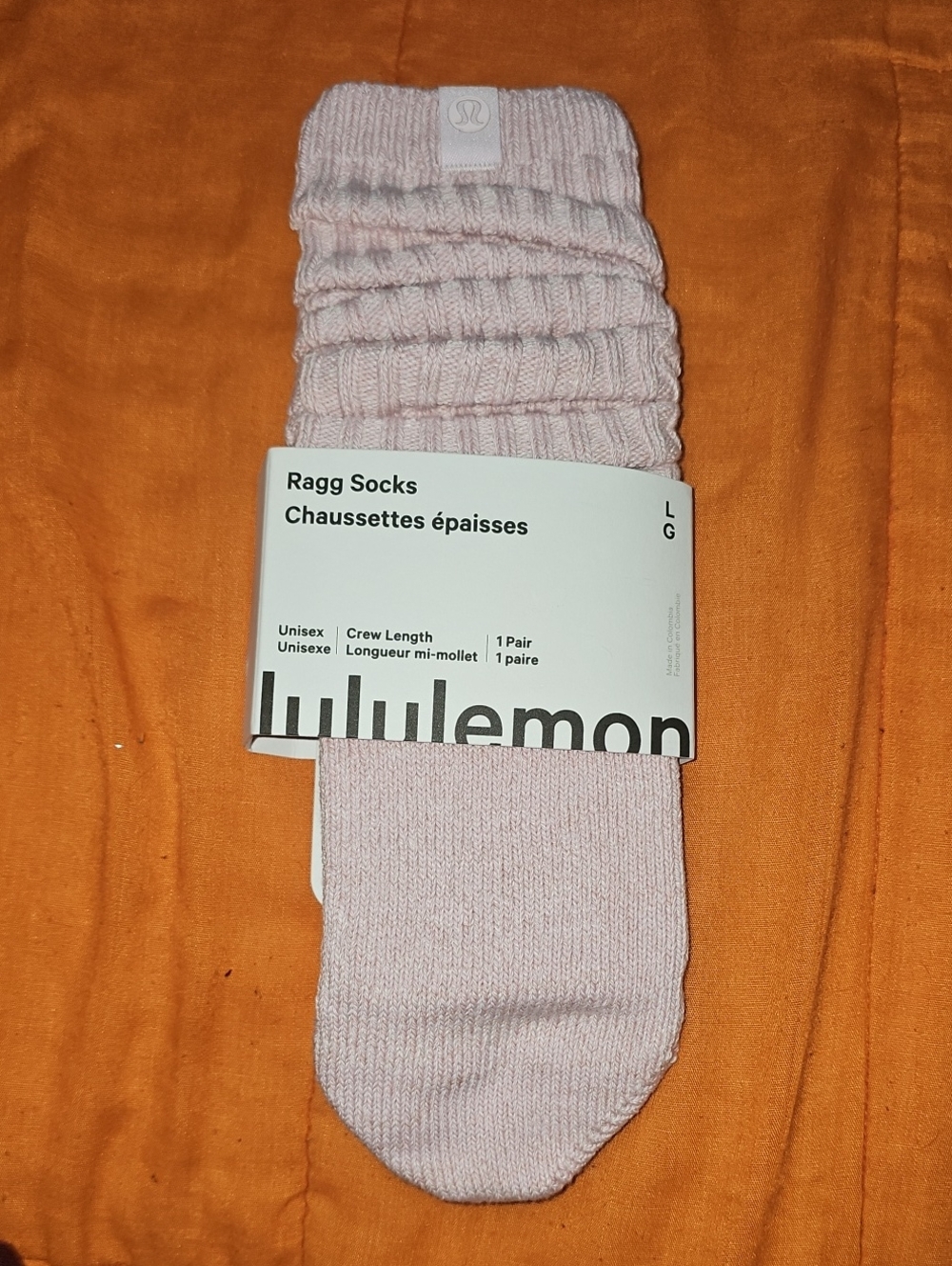 Lululemon Nwts RaggSocks! Womens Sz Large! POZA! Pink Organza!!